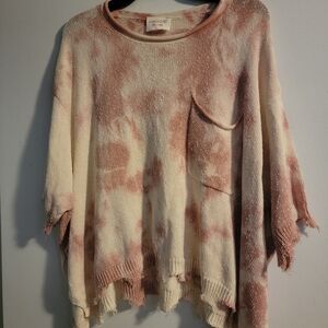 Fantastic Fawn Pink and Cream Tie-Dye Sweater
